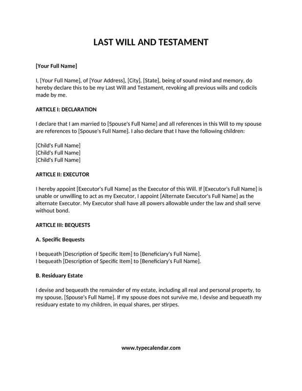 Connecticut Last Will and Testament Connecticut Last Will and Testament